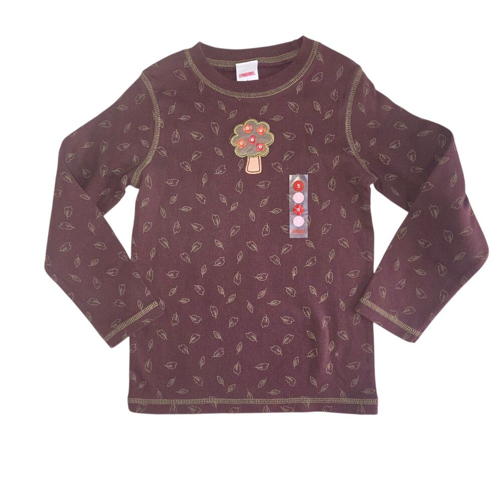 Vintage Gymboree Long Sleeved Floral Top Size 5 Burgundy All Over Print Fall
